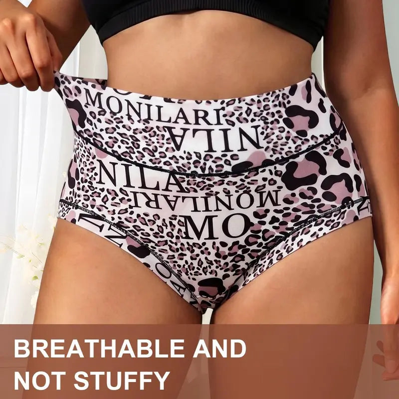 High-Waist Leopard Full Coverage Briefs（5 pack）