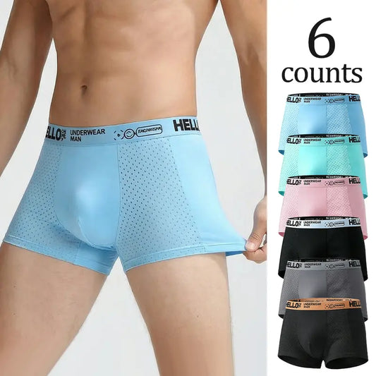 6-Pack Men's Letter Tape Boxer Brief, BreathableComfortable Underwear