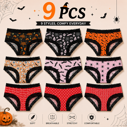 3/9-Pack Halloween Lace Brief Panties
