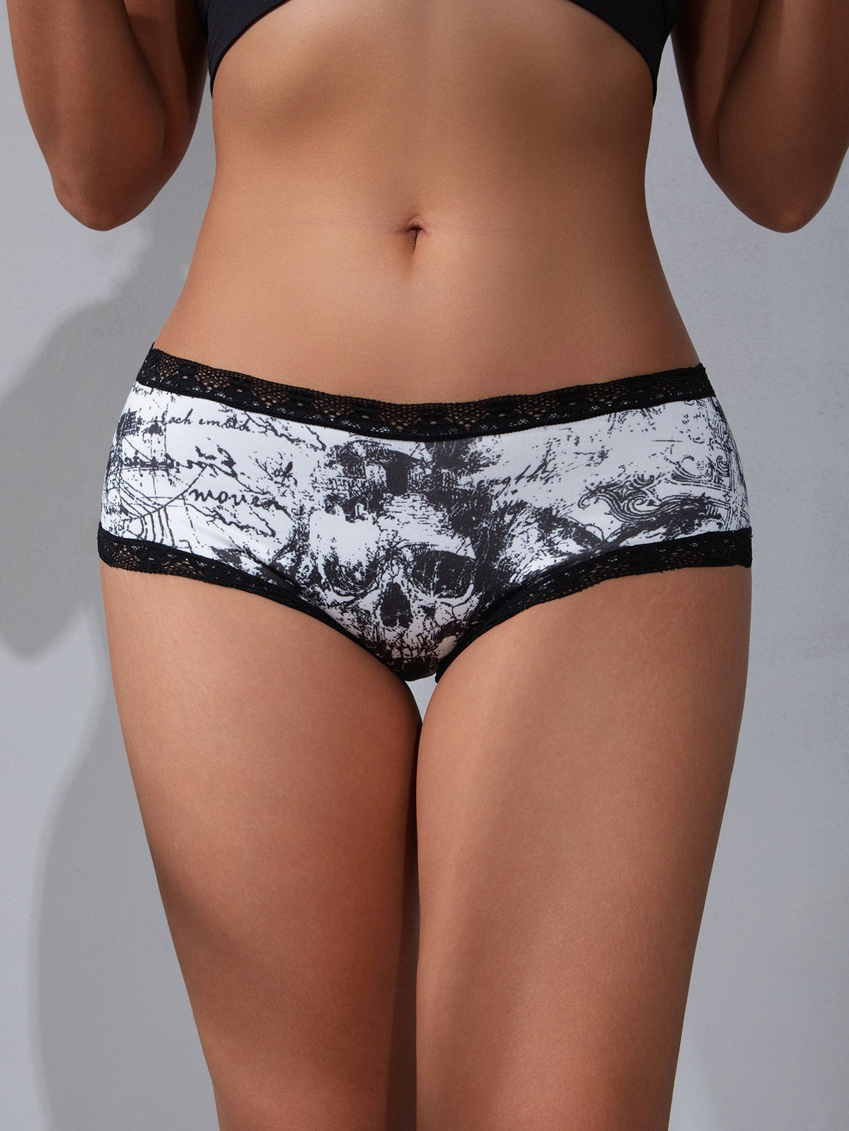 5-Pack Halloween Lace-Trim Printed Mid-Rise Brief Panties