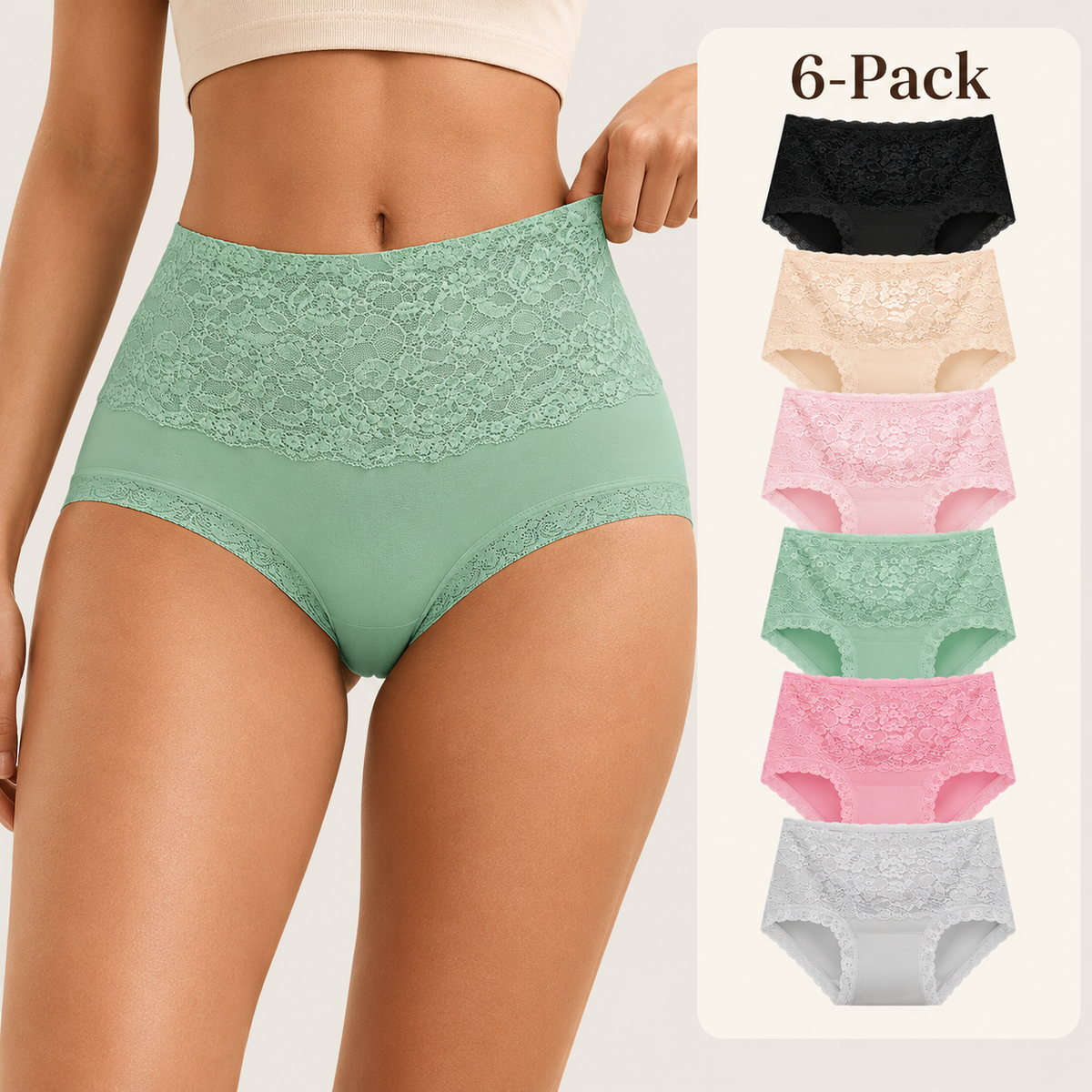 6-Pack Comfort Lace High Waisted Underwear