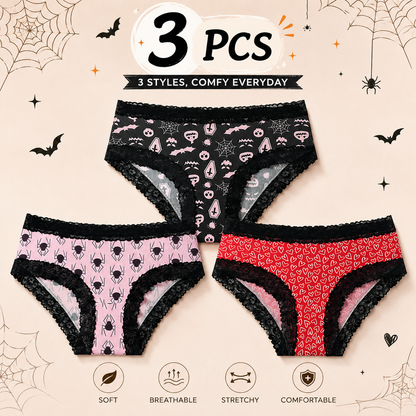 3/9-Pack Halloween Lace Brief Panties