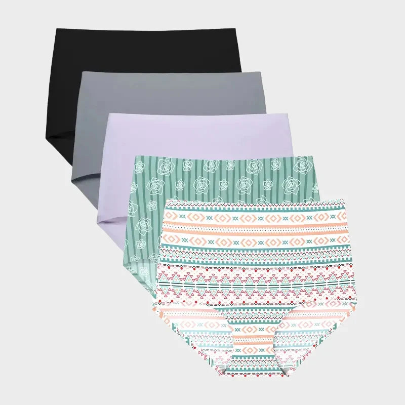 High-Waisted Seamless No Show Briefs (5-Pack)