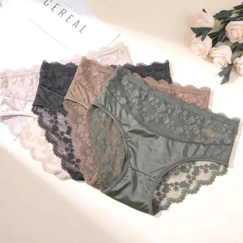 5-Piece Women’s Lace Panties Set – Mid-Waist Bikini Briefs