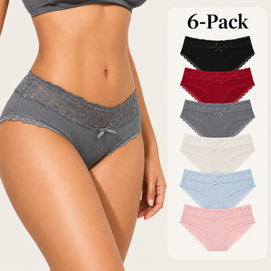 6-Pack Cotton Lace Bikini Panties
