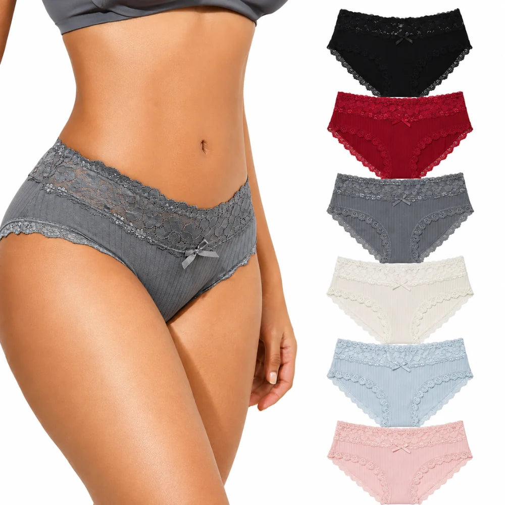 6-Pack Cotton Lace Bikini Panties