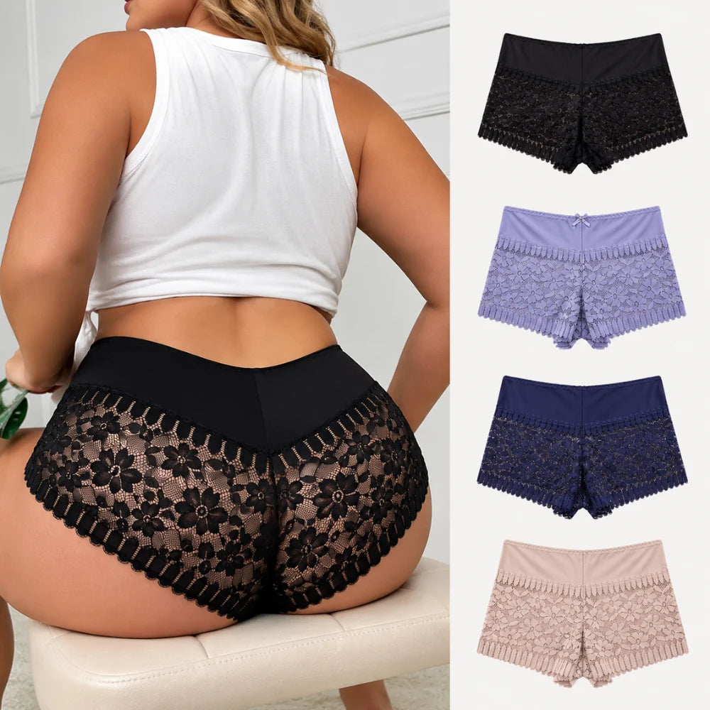 4-Pack Plus Size Floral Lace Boxer Briefs