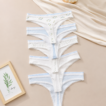 5-Pack Floral Lace-Trim Bikini Briefs