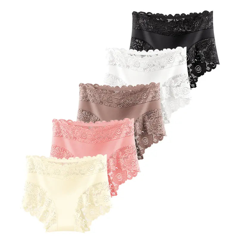 5 Pack Silky Lace Mid-Waist Panties