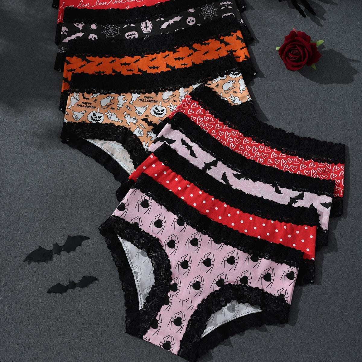 3/9-Pack Halloween Lace Brief Panties