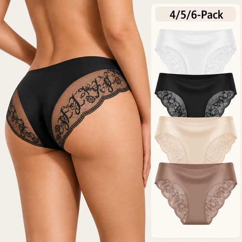 4/5/6-Pack Seamless High-Waist Lace Trim Briefs