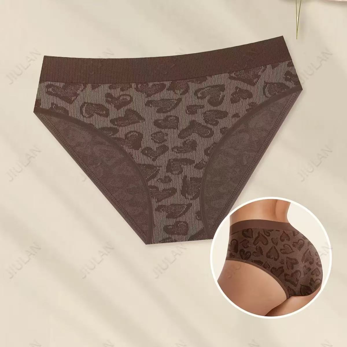 6-Pack  Mid-Waist Seamless Leopard Print Panties