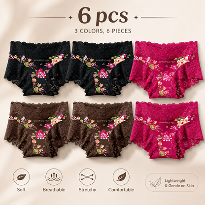 3/5/6-Pack Soft Stretch Floral Lace Briefs