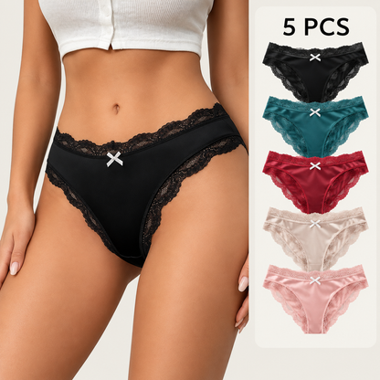 5-Pack Women Low Waist Mesh Lace Panties