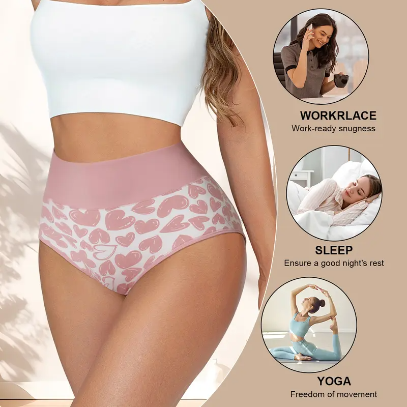 High-Waisted Cotton Tummy Control Panties 4/6/8/10-Pack