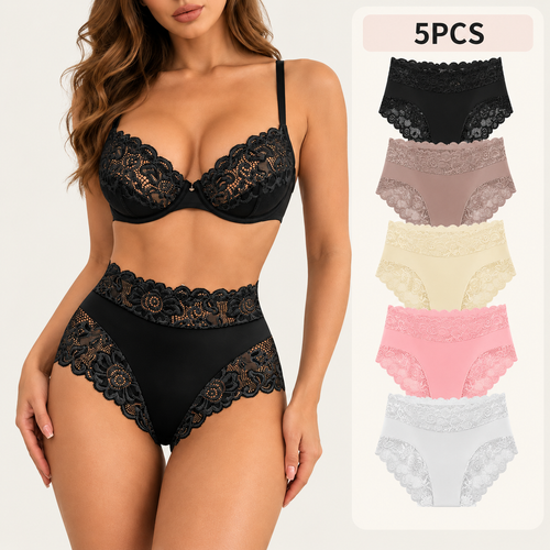 5-Pack Silky Lace Mid-Waist Panties