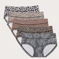 High-Waist Leopard Full Coverage Briefs（5 pack）