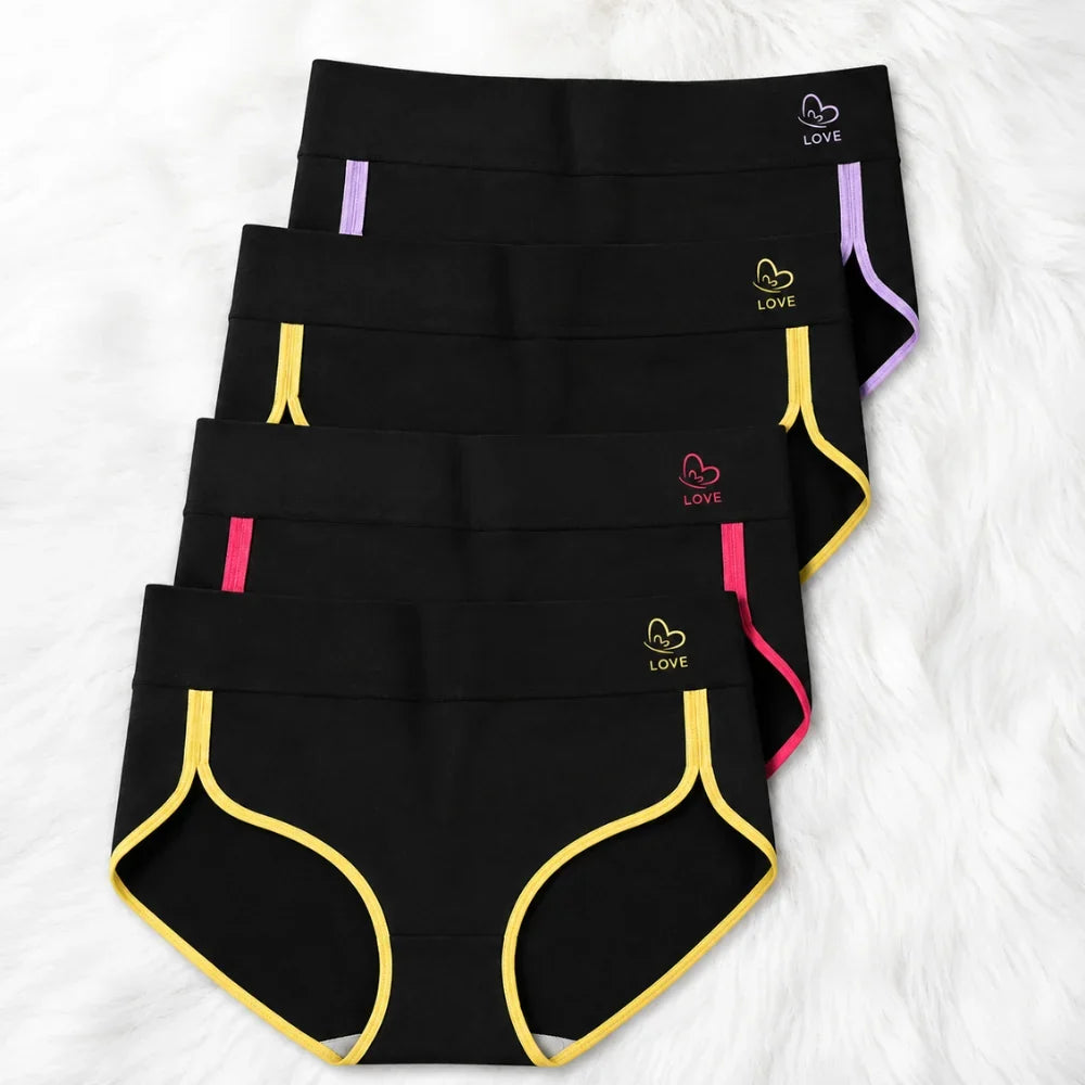 4-Pack Plus Size Printed Mid Waist Panties