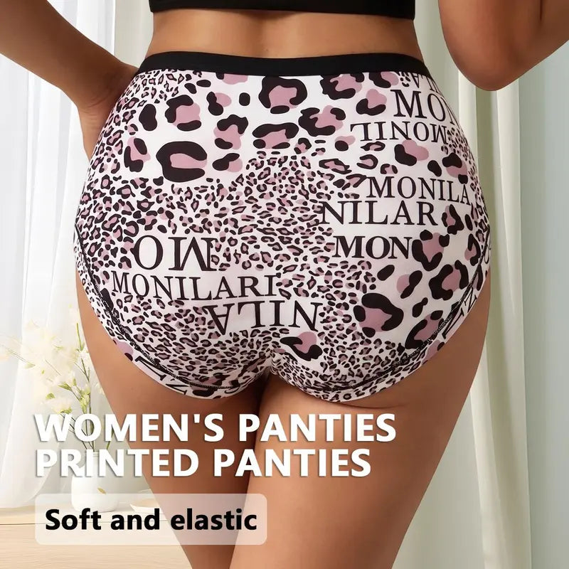 High-Waist Leopard Full Coverage Briefs（5 pack）