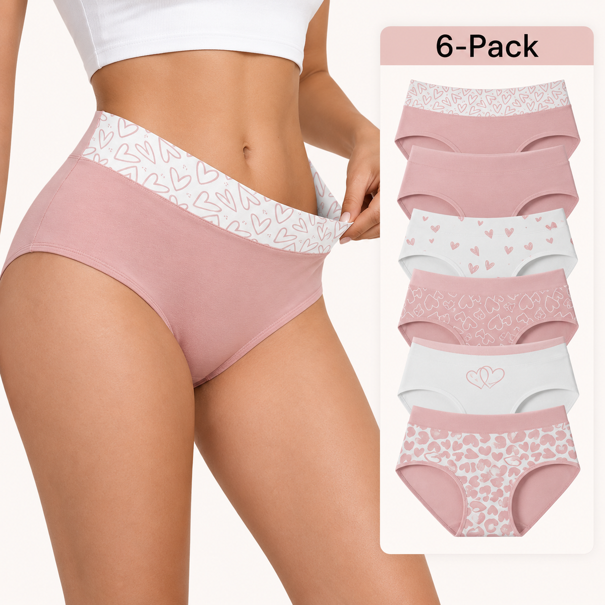4/6/8/10-Pack High-Waisted Cotton Tummy Control Panties