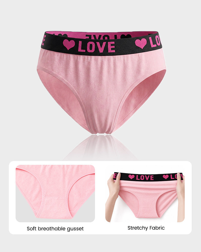 6-Pack LOVE Print Cotton Bikini Panties