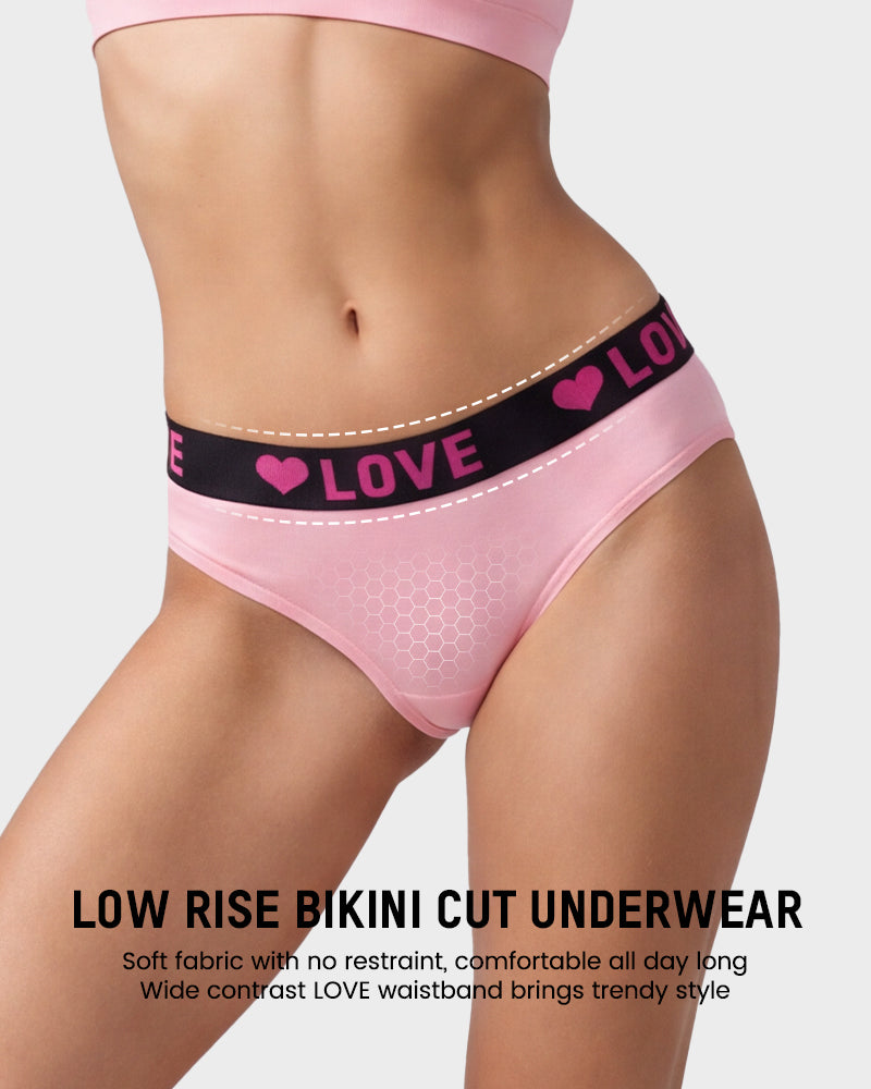 6-Pack LOVE Print Cotton Bikini Panties