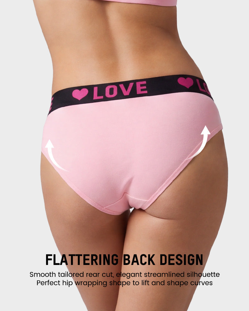6-Pack LOVE Print Cotton Bikini Panties