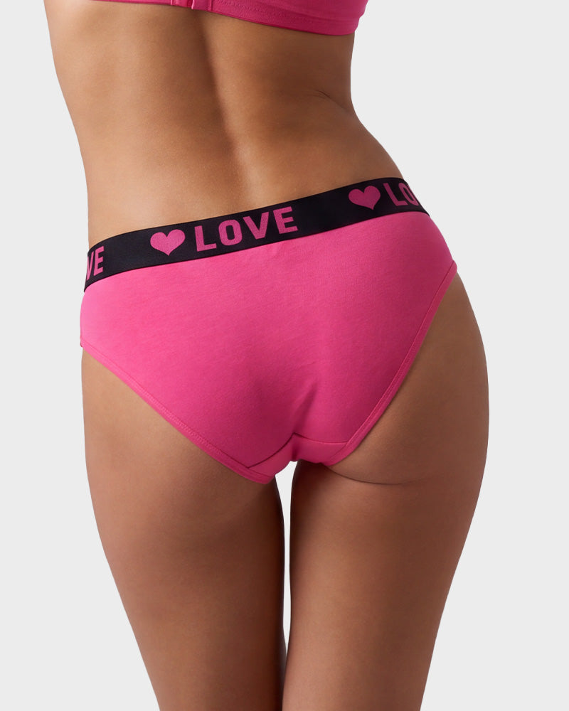 6-Pack LOVE Print Cotton Bikini Panties