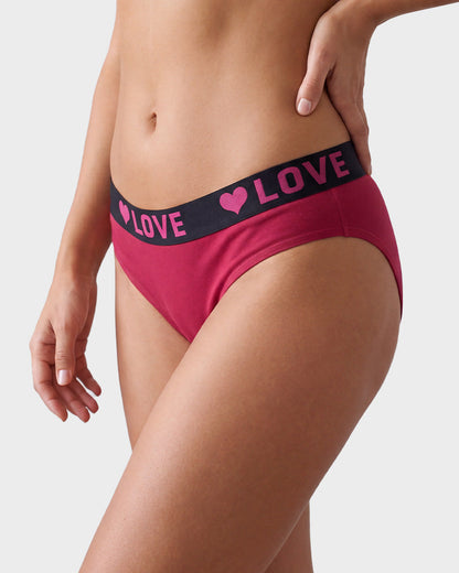 6-Pack LOVE Print Cotton Bikini Panties