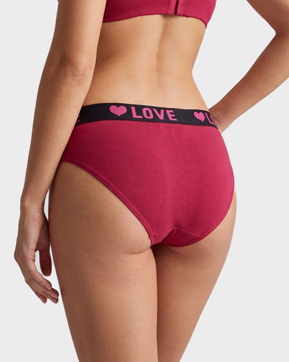 6-Pack LOVE Print Cotton Bikini Panties