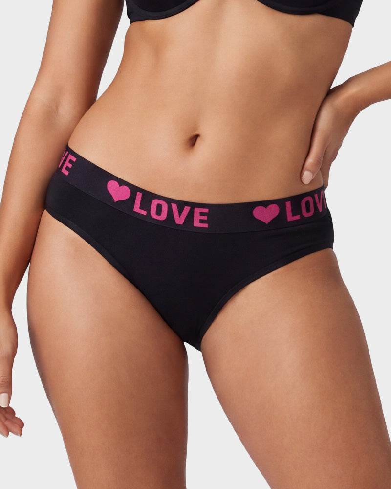 6-Pack LOVE Print Cotton Bikini Panties