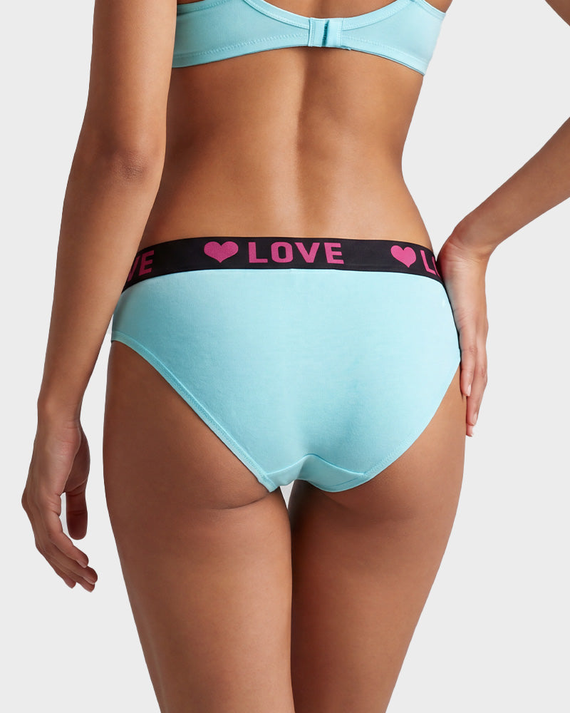 6-Pack LOVE Print Cotton Bikini Panties