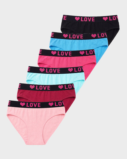 6-Pack LOVE Print Cotton Bikini Panties