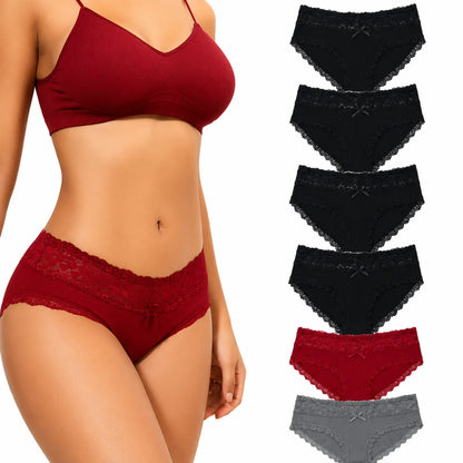 6-Pack Cotton Lace Bikini Panties