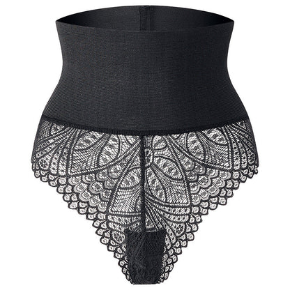 High-Waist Lace Tummy Control Shaping Thong