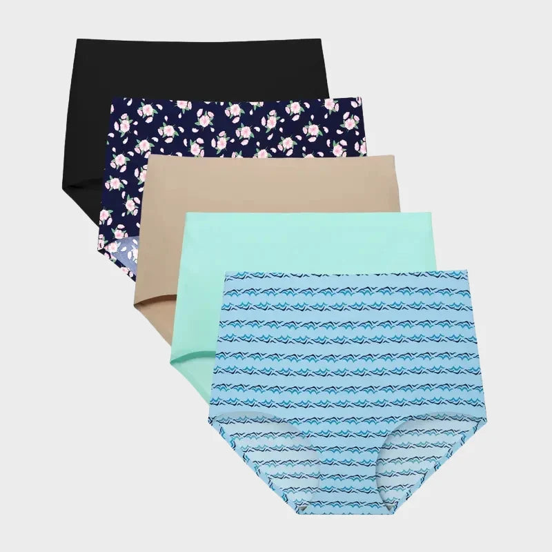 High-Waisted Seamless No Show Briefs (5-Pack)