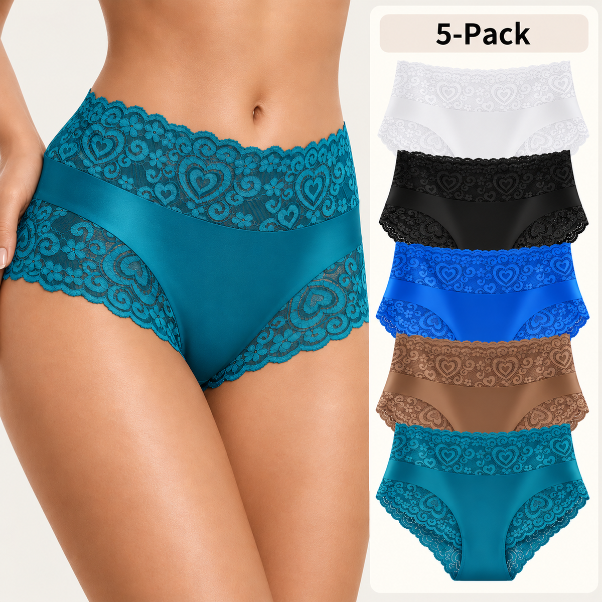 5-Pack Mid Waisted Lace Panties