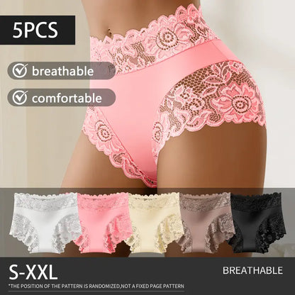5-Pack Silky Lace Mid-Waist Panties