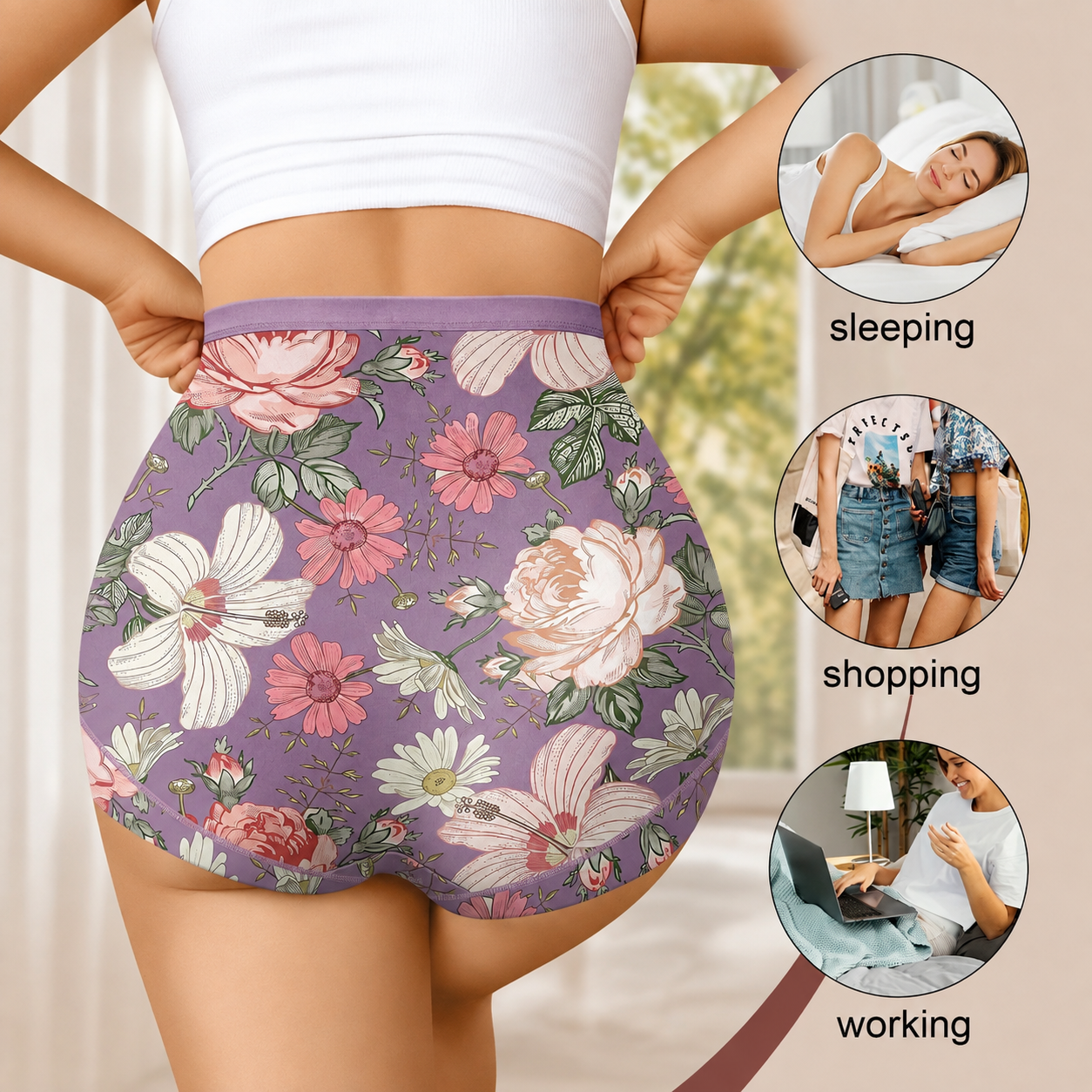 5-Pack Floral High-Waist Briefs