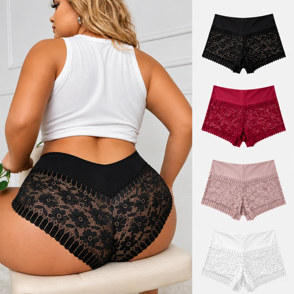 4-Pack Plus Size Floral Lace Boxer Briefs
