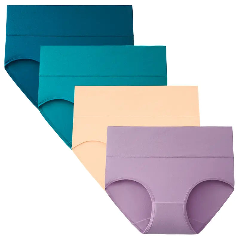4/5-Pack Plus Size XS-6XL High-Waisted Cotton Underwear  – Soft Full Coverage Briefs