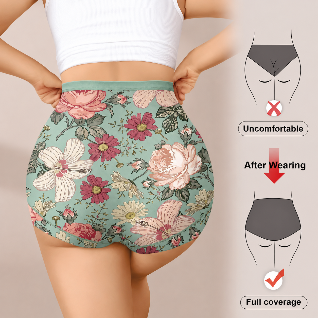 5-Pack Floral High-Waist Briefs