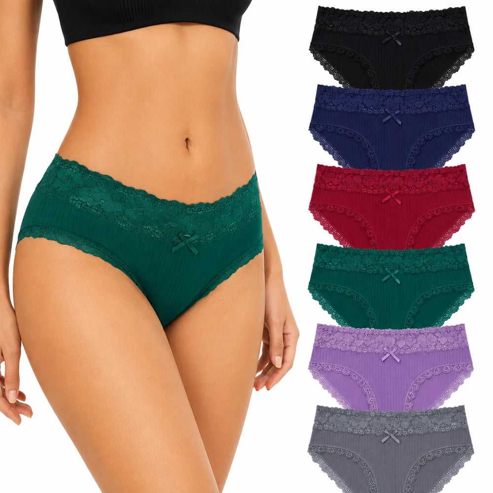 6-Pack Cotton Lace Bikini Panties