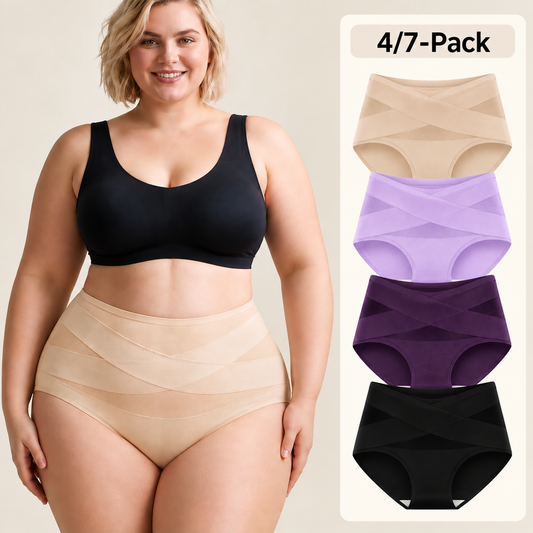 4/7-Pack Plus Size High-Waist Tummy Control Seamless Panties
