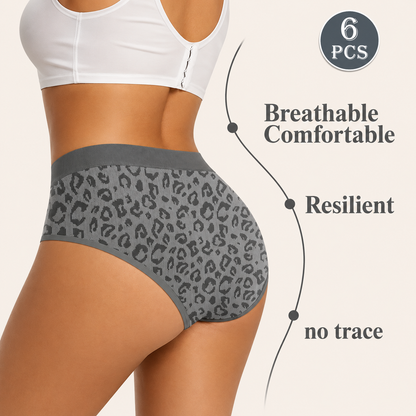 6-Pack  Mid-Waist Seamless Leopard Print Panties