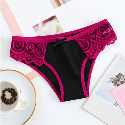 6Pcs Lace Bikini Panties – Sexy Contrast Color Cheeky Underwear
