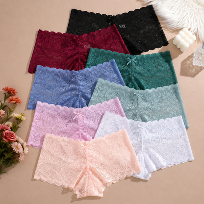 8-Pack Comfy Sexy Soft Lace Boyshorts Panties Set