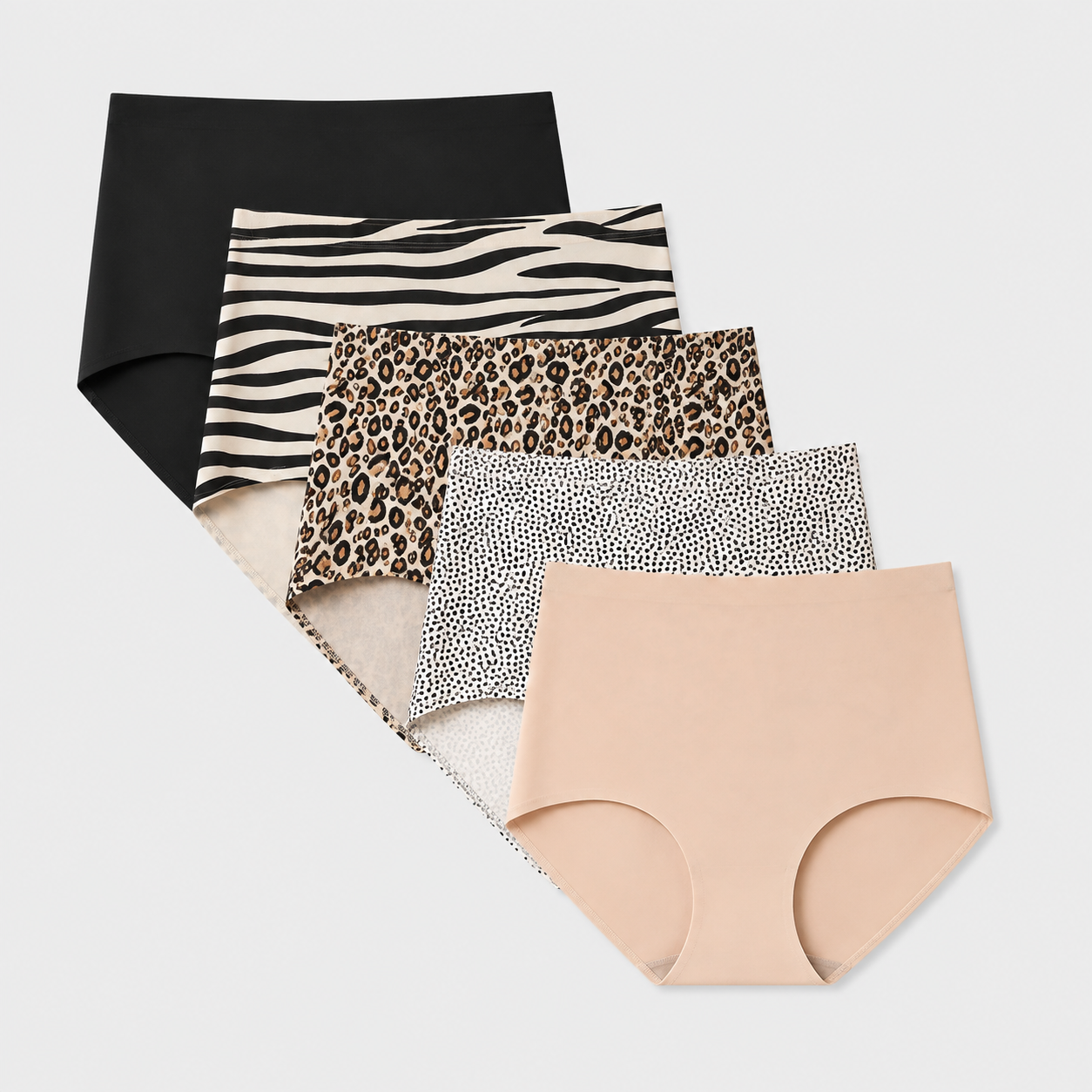 High-Waisted Seamless No Show Briefs (5-Pack)