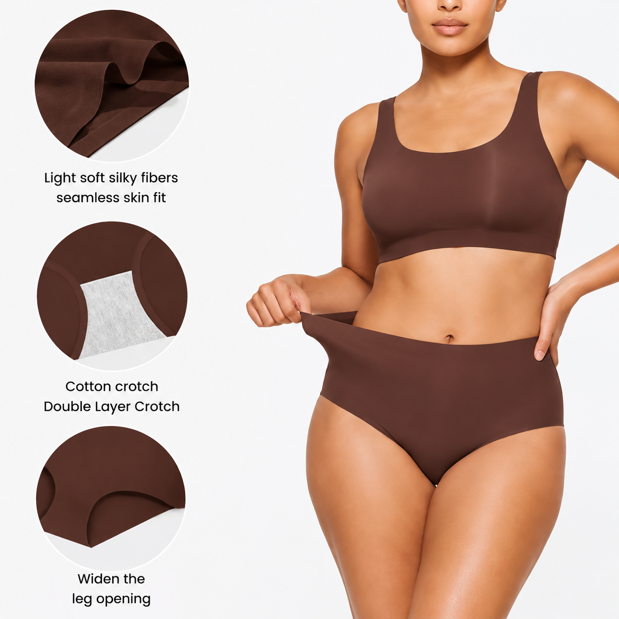 High-Waisted Seamless No Show Briefs (5-Pack)