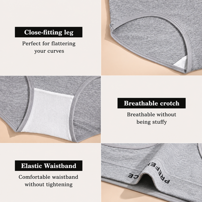 5-Pack 100% Cotton Panties Soft Breathable Full Coverage Briefs